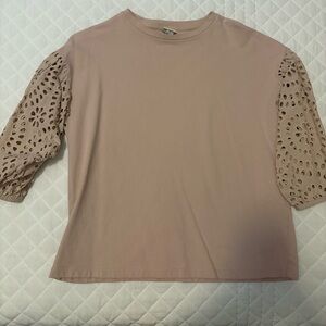 a new day Blush Eyelet Sleeve Women's Blouse